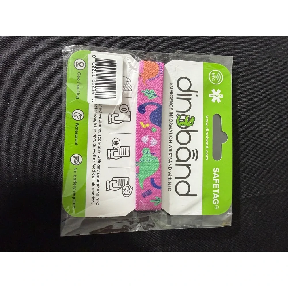 Dinoband‎ Emergency ID Wristband NFC Pink Dinosaur Kids Safetag New Waterproof
